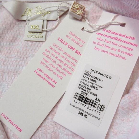 NWT Lilly Pulitzer Skipper Popover in Mizner Red Seaside Harbor UPF Jacket XXL - Picture 2 of 3